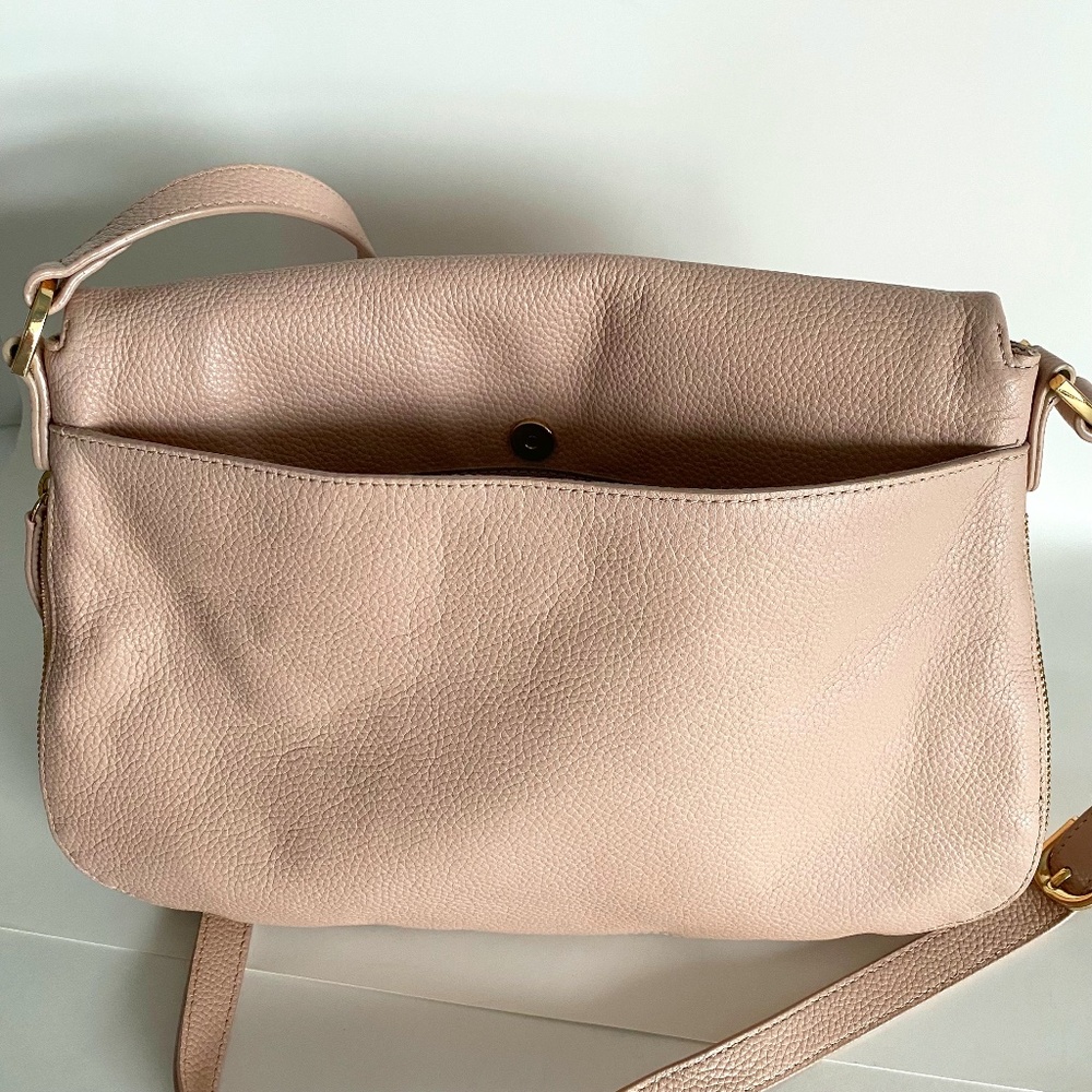 NORDSTROM Pebble Leather Double Entry CrossBody Bag Blush EUC - Picture 3 of 10